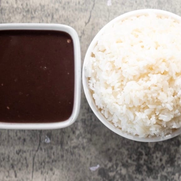 White Rice & Black Beans Sauce.
