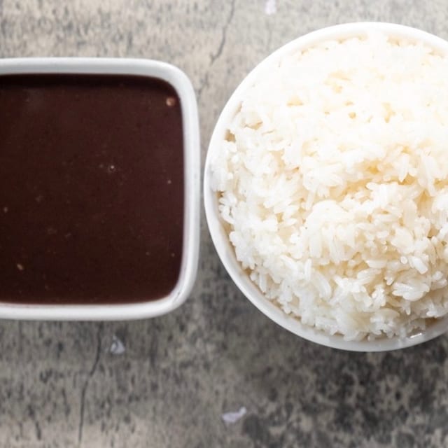 White Rice & Black Beans Sauce.